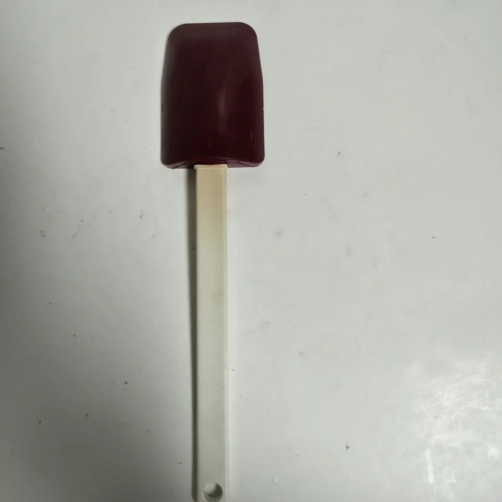 Vintage Pampered Chef Silicone Scraper Spatula Cranberry Red White Made in USA